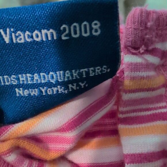 Dora Y2K Infant Girls Denim & Pink Striped Embroidered Character Dress - Picture 3 of 8